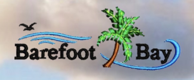 Barefoot Bay palm tree and waves emblem