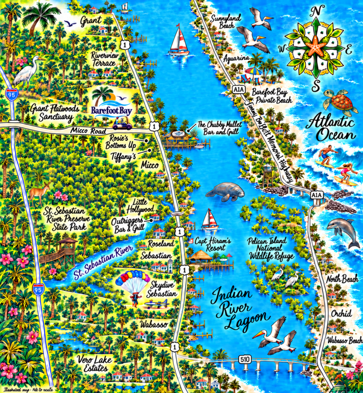 Illustrated Barefoot Bay area map